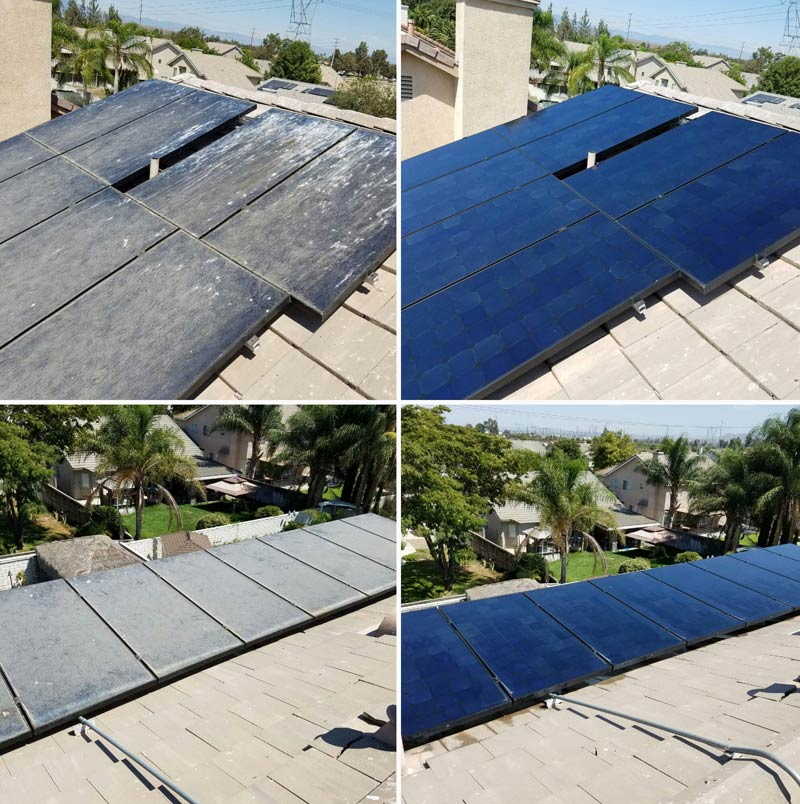 residential solar panel cleaning before and after